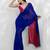 Blue and pink colourblock georgette designer saree with blouse