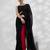 Black and red colourblock georgette designer saree with blouse