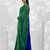 Green and blue colourblock georgette designer saree with blouse