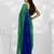Green and blue colourblock georgette designer saree with blouse