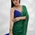 Green and blue colourblock georgette designer saree with blouse