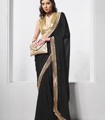 Black designer chiffon saree with blouse