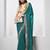 Teal designer chiffon saree with blouse