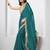 Teal designer chiffon saree with blouse