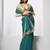 Teal designer chiffon saree with blouse