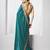 Teal designer chiffon saree with blouse