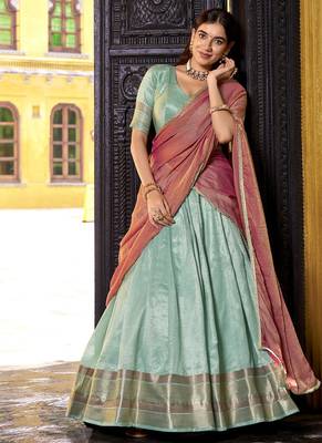 Zari Weaving Work Dupion Silk Festive Lehenga Set 1