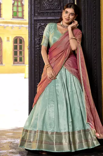 Zari Weaving Work Dupion Silk Festive Lehenga Set