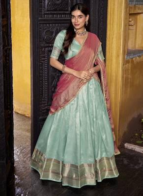 Zari Weaving Work Dupion Silk Festive Lehenga Set 2