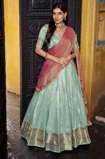 Zari Weaving Work Dupion Silk Festive Lehenga Set