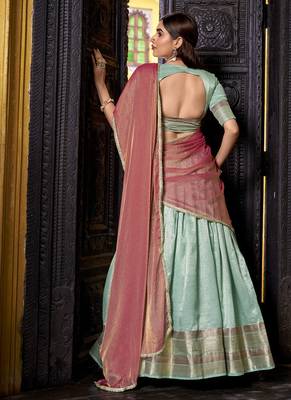 Zari Weaving Work Dupion Silk Festive Lehenga Set 3