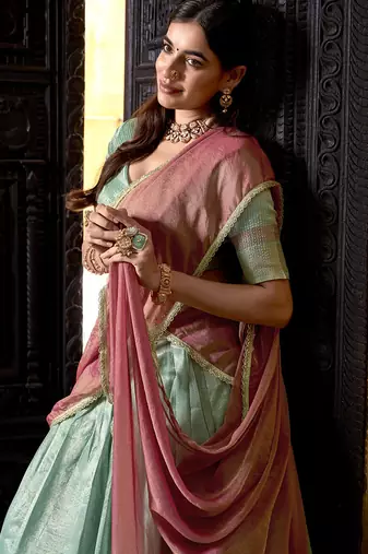 Zari Weaving Work Dupion Silk Festive Lehenga Set