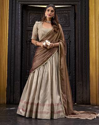 Zari Weaving Work Dupion Silk Festive Lehenga Set 1