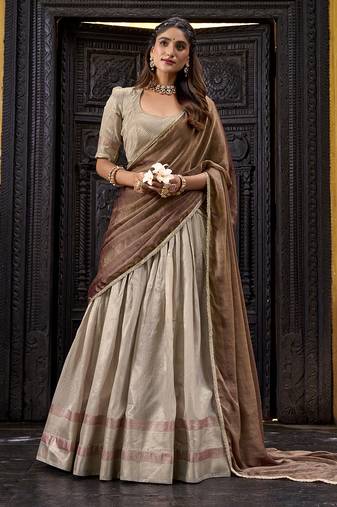 Zari Weaving Work Dupion Silk Festive Lehenga Set