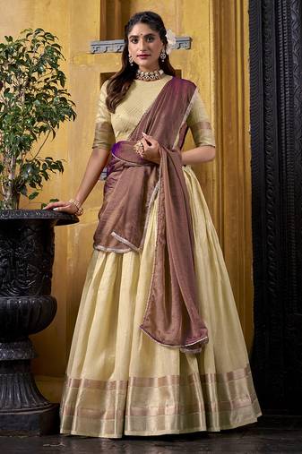 Zari Weaving Work Dupion Silk Festive Lehenga Set