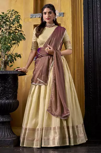 Zari Weaving Work Dupion Silk Festive Lehenga Set