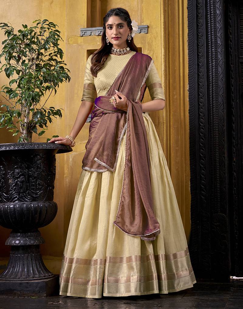 Zari Weaving Work Dupion Silk Festive Lehenga Set