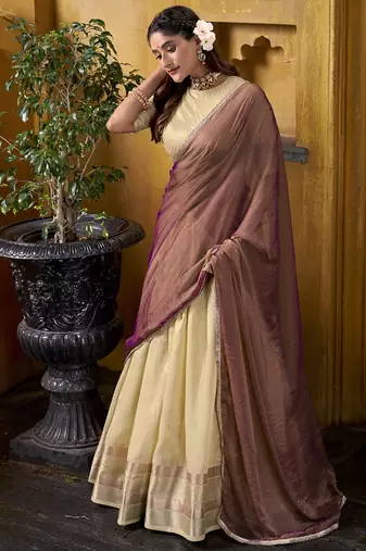 Zari Weaving Work Dupion Silk Festive Lehenga Set