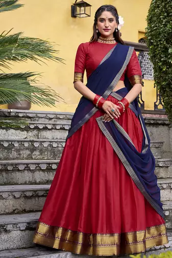 Poly Cotton Lehenga Choli with Elegant Zari Weaving Work