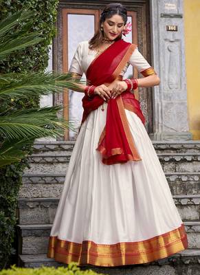 Poly Cotton Lehenga Choli with Elegant Zari Weaving Work 1