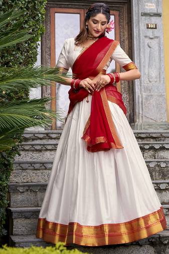 Poly Cotton Lehenga Choli with Elegant Zari Weaving Work