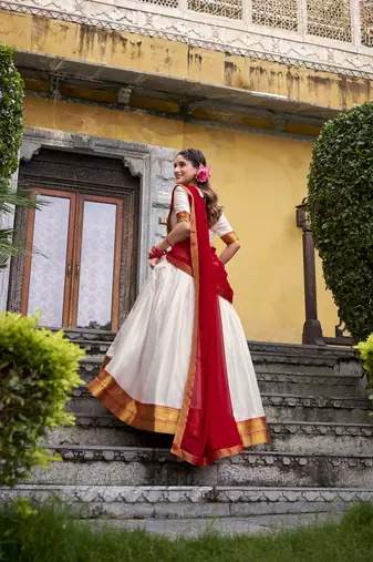 Poly Cotton Lehenga Choli with Elegant Zari Weaving Work