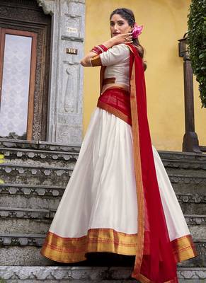 Poly Cotton Lehenga Choli with Elegant Zari Weaving Work 4