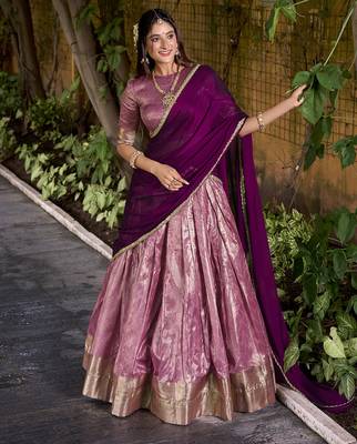 Dupion Silk Lehenga Choli with Elegant Zari Weaving Work 1