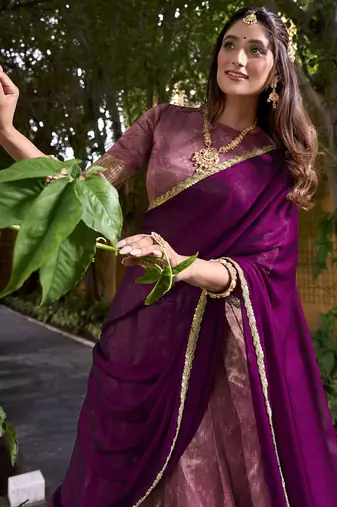 Dupion Silk Lehenga Choli with Elegant Zari Weaving Work