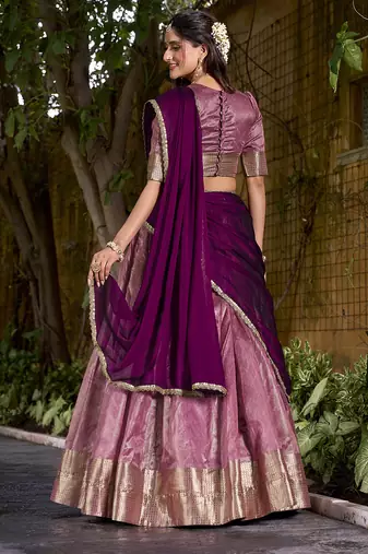 Dupion Silk Lehenga Choli with Elegant Zari Weaving Work