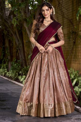Dupion Silk Lehenga Choli with Elegant Zari Weaving Work