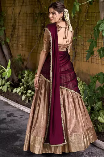 Dupion Silk Lehenga Choli with Elegant Zari Weaving Work