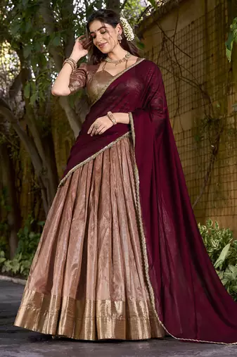 Dupion Silk Lehenga Choli with Elegant Zari Weaving Work