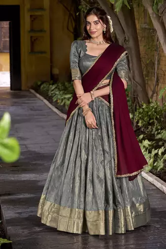 Dupion Silk Lehenga Choli with Elegant Zari Weaving Work