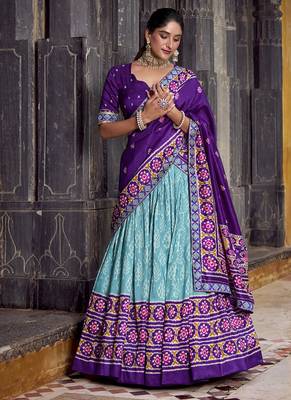 Celebrate in Style with Our Tasar Silk Ikkat Chaniya Choli 1