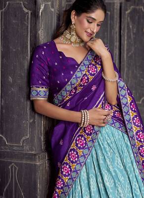 Celebrate in Style with Our Tasar Silk Ikkat Chaniya Choli 3