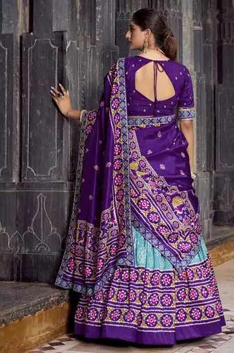 Celebrate in Style with Our Tasar Silk Ikkat Chaniya Choli