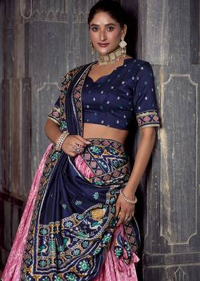 Pink Tasar Silk Ikkat Chaniya Choli 3