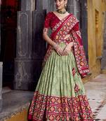 Green Tasar Silk Ikkat Chaniya Choli