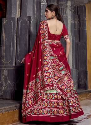 Green Tasar Silk Ikkat Chaniya Choli 4