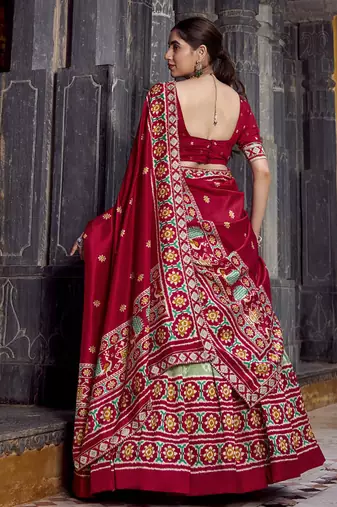 Green Tasar Silk Ikkat Chaniya Choli