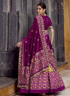 Yellow Tasar Silk Ikkat Chaniya Choli 4