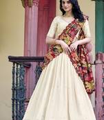 Cream Charm in Vichitra Silk Sequins Embroidery with Kalamkari Border