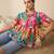 multicolor cotton peplum top with geometric print
