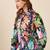 navy blue cotton shirt with tropical printed design