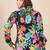 navy blue cotton shirt with tropical printed design