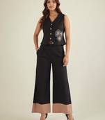 black cotton co ord set with embroidered waistcoat