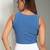 blue cotton tank top with ribbed stripe pattern