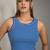 blue cotton tank top with ribbed stripe pattern