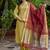 Cotton blend mustard yellow casual wear foil print work kurta set